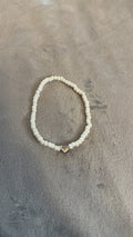 Elegant White Beaded anklet with Heart Charm