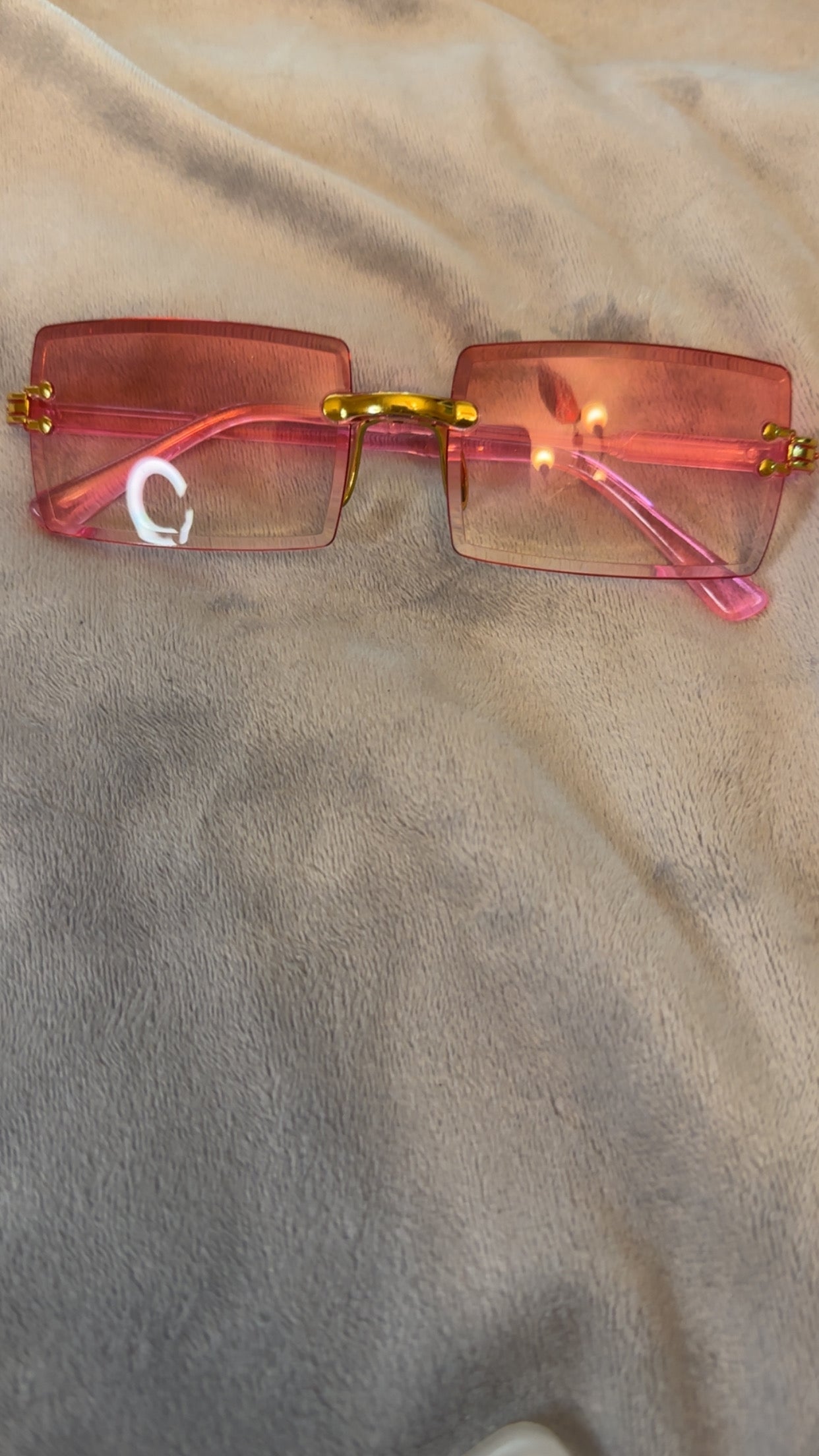 Pink Frame Glasses with Gold Accents and Clear Lenses for Stylish Look