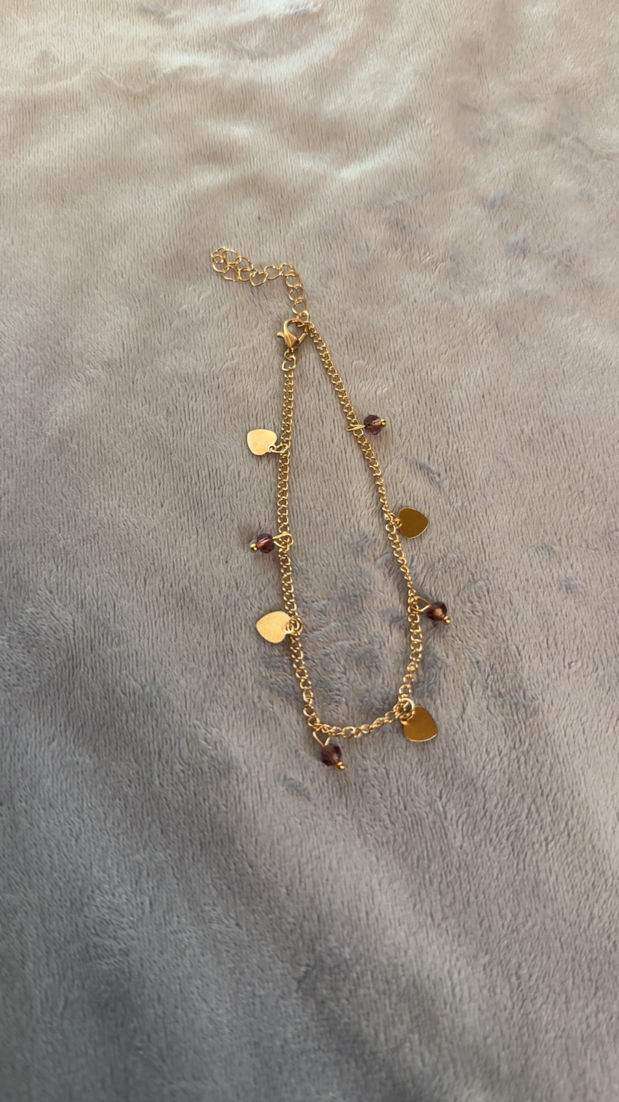 Gold heart diamond anklet