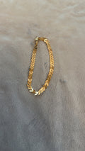 Gold Color Leaf Design Bracelet with Interlocking Links for Women's Fashion Accessory